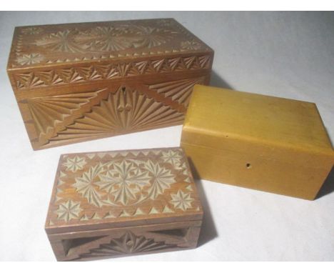 Three vintage wooden boxes