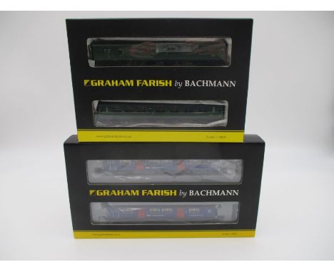 A boxed Graham Farish by Bachmann N Gauge Bullied 3 Coach set (Southern Railway Green), along with a boxed twin pack Graham F