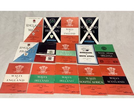 Fourteen vintage international rugby programmes dating from the 1950's and 60's including all the home nations, South Africa,