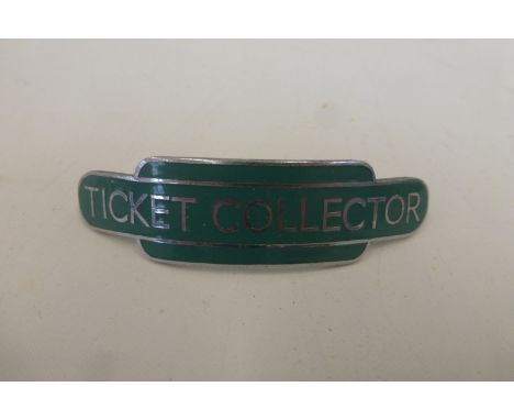 A B.R. Southern Region totem green enamel and chromed cap badge "Ticket Collector" by Gaunt.