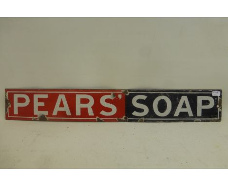 A small rectangular Pears' Soap enamel sign, 18 1/2 x 2 3/4".