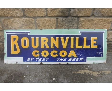 A Bournville Cocoa rectangular enamel sign of unusual colour and design, 48 1/4 x 16".