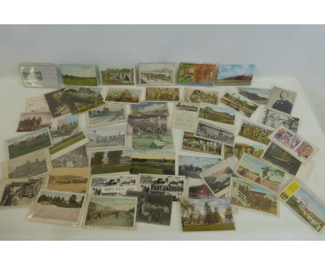 A small collection of early American postcards relating to their Army, including "The Freedom Train", practice exercises etc.