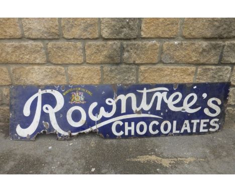 A Rowntree's Chocolates rectangular enamel sign, 60 1/2 x 15".