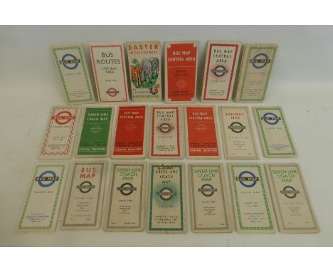 An assortment of pocket London Transport maps/guides including Green Line coach maps, 1935-37, Bus Map Central Area 1939 no.'