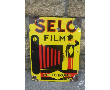 A Selo Film enamel sign, 15 x 19 1/2".