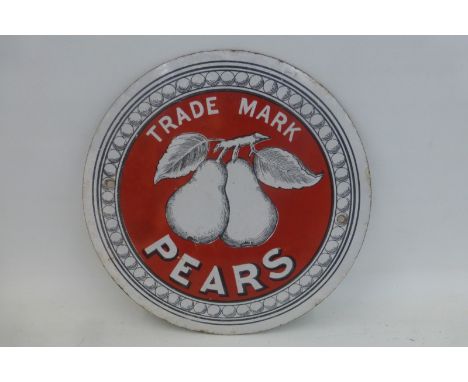 A small circular Pears Soap enamel sign in excellent condition, 7" diameter.