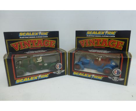 Two boxed Scalextric cars from the Vintage Collection, Bentley 4 1/2 Litre and Alfa Romeo 2.3 Litre.