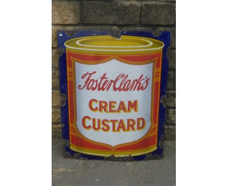 An unusual Foster Clark's Cream Custard pictorial rectangular enamel sign, 30 1/2 x 38".
