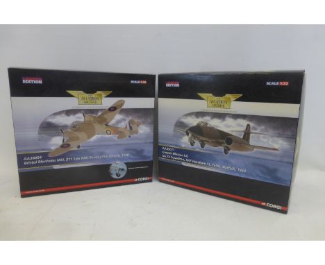 Two boxed Corgi Limited Edition Aviation Archive die-cast models - the Bristol Blenheim Mk.I, 211 Sqn R.A.F. Paramythia, Gree