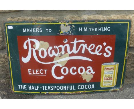 A Rowntree's Elect Cocoa part pictorial rectangular enamel sign, 19 x 12".