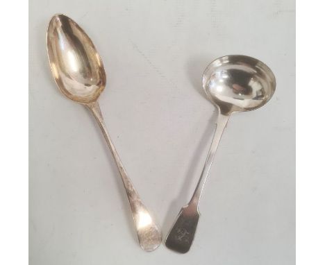 A George III silver tablespoon,&nbsp;crest to handle, London 1793, maker Peter and Ann Bateman, 1.5ozt approx. and a silver c