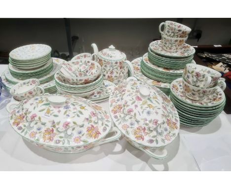 Quantity of Minton 'Haddon Hall' pattern porcelain part dinner and tea serviceCondition ReportAbout a third of the bowl, plat