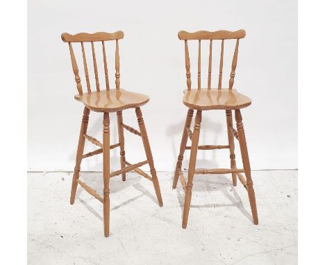 Five beech stick back bar stools&nbsp;(5)