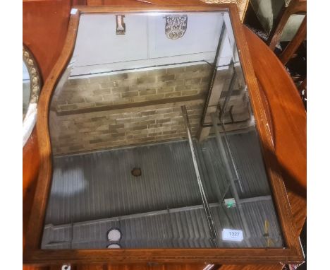 Early 20th century mahogany and satinwood strung framed mirror