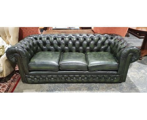 Modern green ground button-back Chesterfield sofa by Thomas LloydCondition ReportGood overall condition, light scuffs and scr