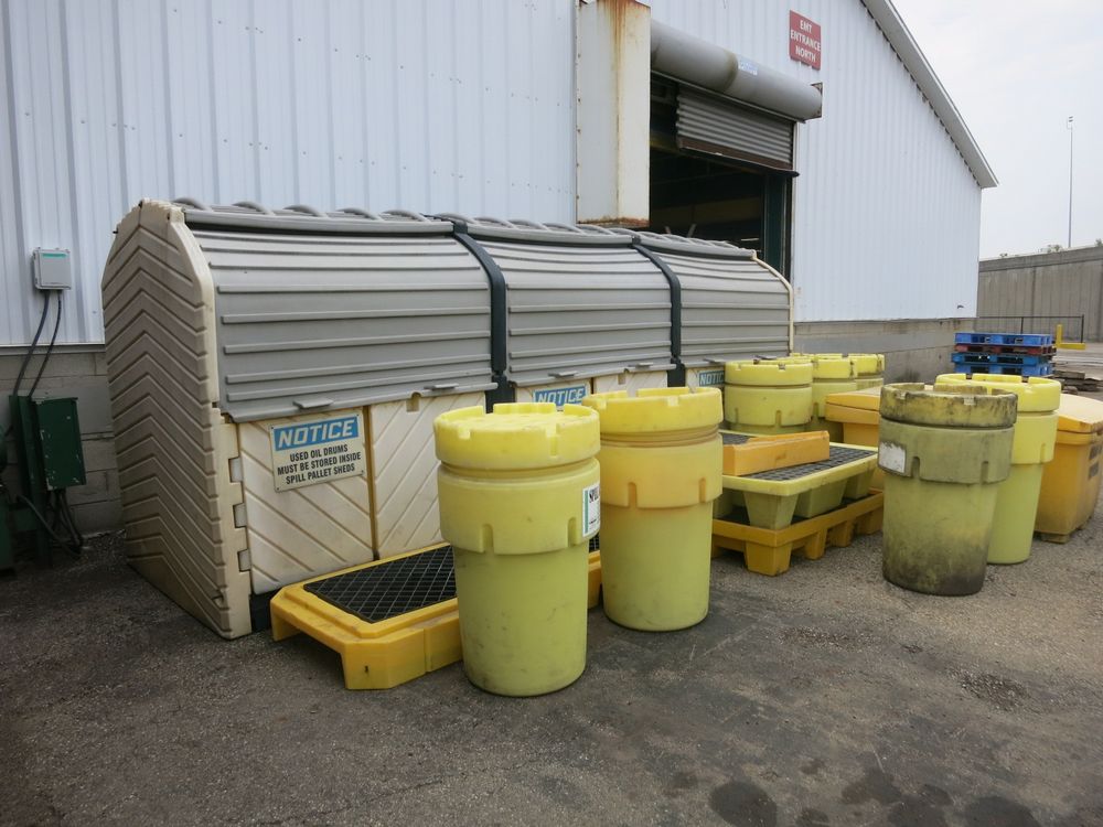 [LOT] Hazardous waste containment, (3) drum sheds, (1) stands, (8