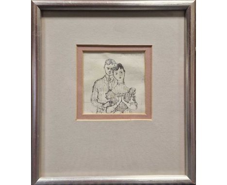John Stanton Ward CBE, RA, RWS, VPRP, NEAC  (1917-2007) Portrait of a man and woman in an embracesigned 'Jon Ward' (upper rig