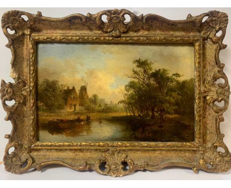 Dutch School, 19th century, River landscape with a windmilloil on panel12.5 x 20cm