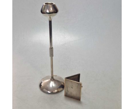 A silver miniature Gucci double-section photo frame, with engine turned decoration, 5.5 x 4.5cm; together with a Spanish silv