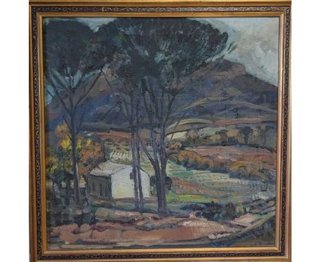 Prof Arie Cornelis Bouman (South African, 1892-1966) A view of Stellenbosch, Western Cape signed 'AC BOUMAN' (lower right)oil