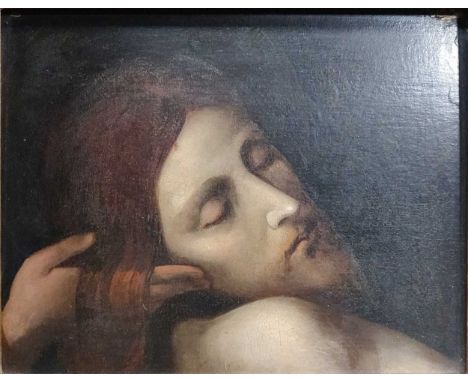 After Francesco Francia Pietà - a reduced copy of the head of Christ from the Buonvisi Altarpieceoil on panel20 x 26cm