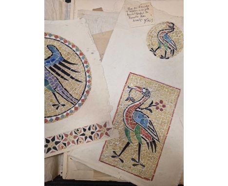 Beatrice Ethel Lithiby RBA (1889-1966) A large artist sketchbook, circa 1931/2, to include mosaic tracings, architectural, fi