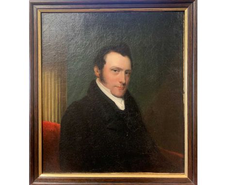 English School, early 19th century Portrait of a gentleman, seated by a columnoil on canvas36 x 31.5cm