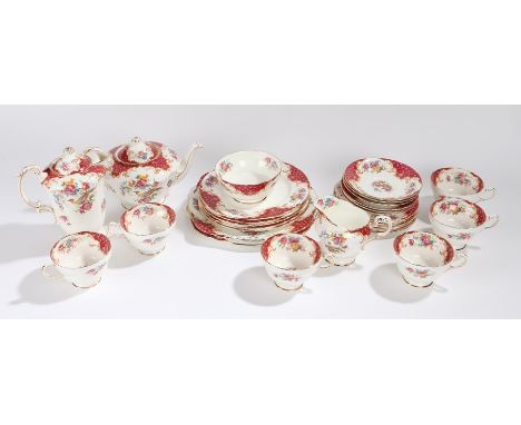 Paragon Rockingham fine bone china tea service, consisting of cups, saucers, teapot, plates, etc. (qty)