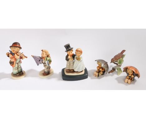 Six various Goebel figures, to include 'Nightingale', 'Dearly Beloved' (First Issue Erste Ausgabe), 'Is it Raining?' etc., (6