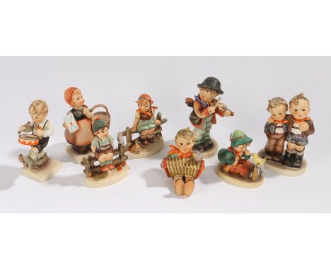 Collection of eight Goebel Hummel figures, to include Wayside Harmony, Little Drummer, Max &amp; Moritz, and others (8) 