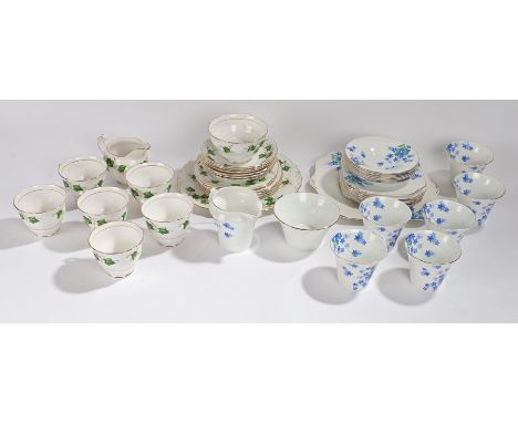 Colclough part tea service, with  gilt and blue foliate decorations, together with a further Colclough part tea service, with