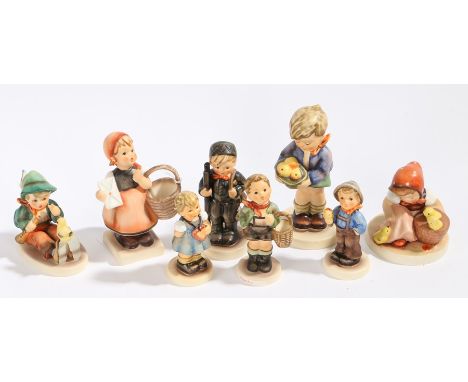 Collection of eight Goebel figures, to include 'Meditation', 'Singing Lesson', 'Gift From A Friend', 'Chick Girl' etc. (8)