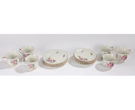 Old Foley tea service, with foliate and gilt decoration, consisting of six teacups and saucers, six side plates (18)