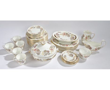 Wedgwood Lichfield pattern part tea and dinner service, consisting of plates, saucers, five cups, a jug, bowls, etc. (qty) 