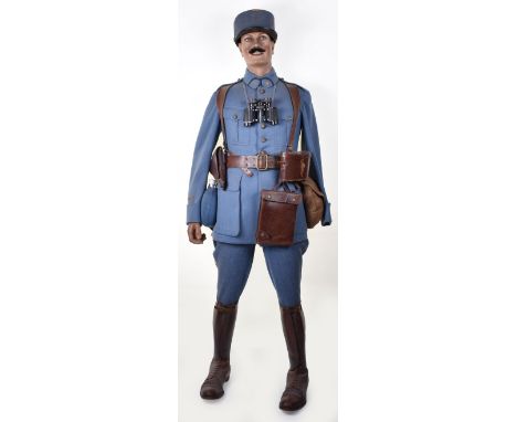 WW1 French Officers Full Uniform Display, ex museum built mannequin display of a French WW1 officer. Made of original and rep