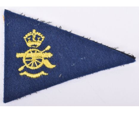17th Light Anti-Aircraft Regiment Royal Artillery Cloth Formation Sign, yellow embroidered crowned Artillery field piece on b