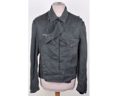 WW2 German Army Wrap-Over Combat Tunic, fine example of the late war HBT (Herringbone Twill) wrap over pattern tunic worn by 