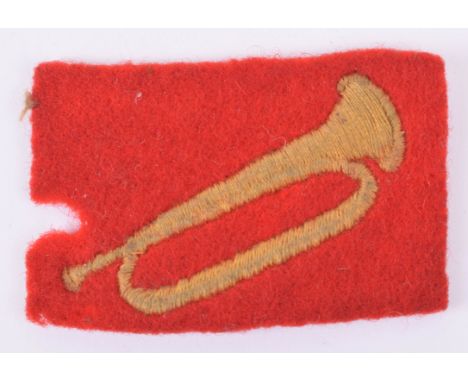 Rare 9th Corps 2nd Pattern HQ Staff and Military Police Cloth Formation Sign, embroidered yellow trumpet on red cloth rectang