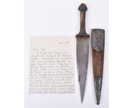 North African Dagger with Connections to Gordon of Khartoum, a low quality late 19th century North African / Arabic dagger wi