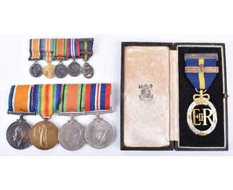 Army Emergency Reserve and  WW1 Medal Group of Five, consisting of British War and Victory medals “CAPT L SMITH-MASTERS”, Def