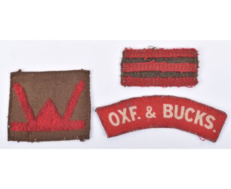 Uniform Removed Insignia of the 53rd Welch Division 71st Brigade 1st Battalion Ox &amp; Bucks Light Infantry, consisting of p