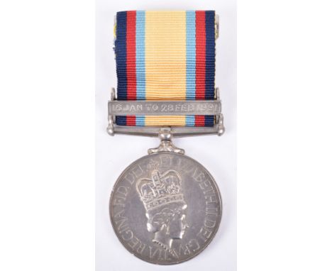 Rare Elizabeth II Gulf War 1990-91 Campaign Medal to Romanian Hospital Staff, the medal with single clasp 16 Jan to 28 Feb 19