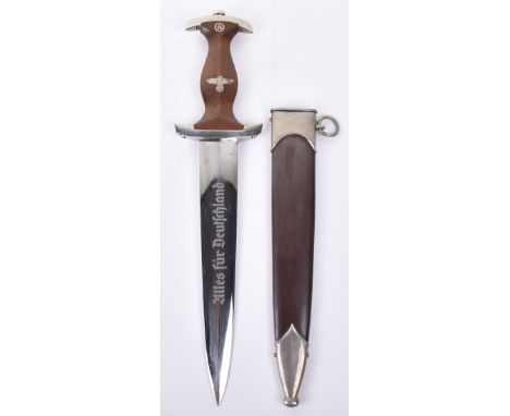 Rare Third Reich SA Dress Dagger with Full Ernst Rohm Inscription by Carl Eickhorn, good example with deep brown wooden grip 