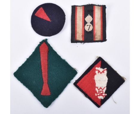 4x Royal Artillery Cloth Formation Signs, consisting of examples for 2nd Searchlight regiment, 129th Light Anti-Aircraft regi
