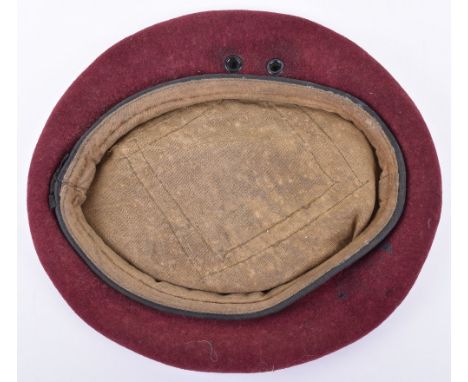 1945 Dated British Airborne Forces / Paratrooper Beret, maroon cloth beret with tan lining. Beret has leather trim and stitch