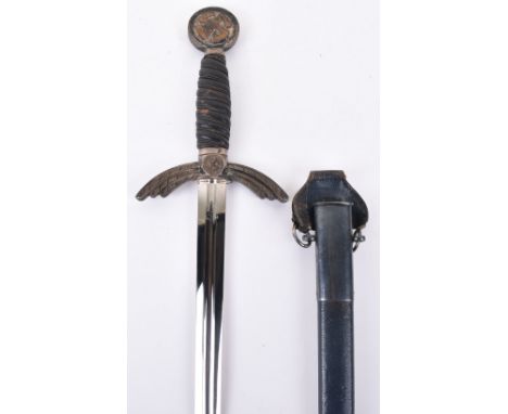 WW2 Luftwaffe Officers Dress Sword by Alcoso Solingen, fine example of an early nickel silver officers dress sword with top p