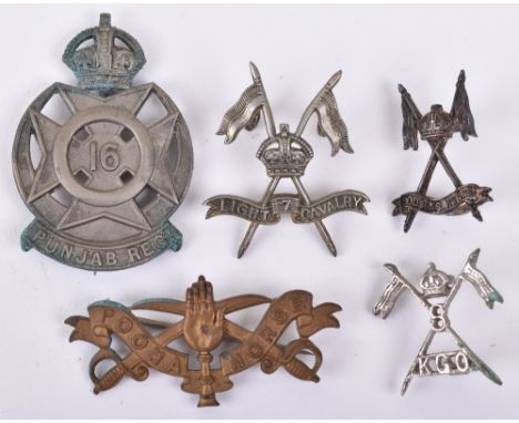 Indian Army Headdress Badges, including 16th Punjab Regiment pagri badge with broad pin to the reverse, brass Poona Horse pag