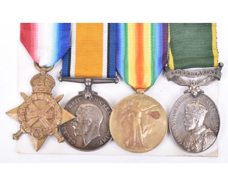 1914-15 Star Medal Trio and George V Territorial Efficiency Medal 22nd (Kensington) Battalion Royal Fusiliers and 10th London