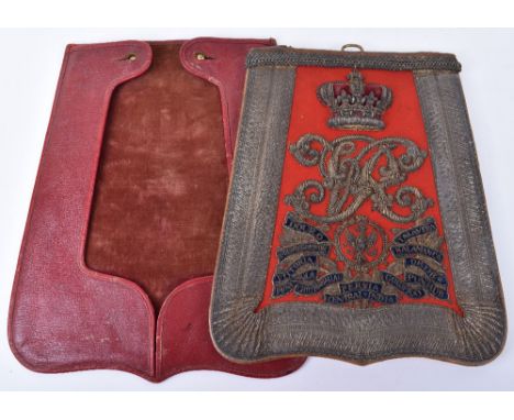 Victorian 14th Kings Hussars Officers Full Dress Sabretache, fine heavy bullion embroidered Victorian crown over VR cipher, c